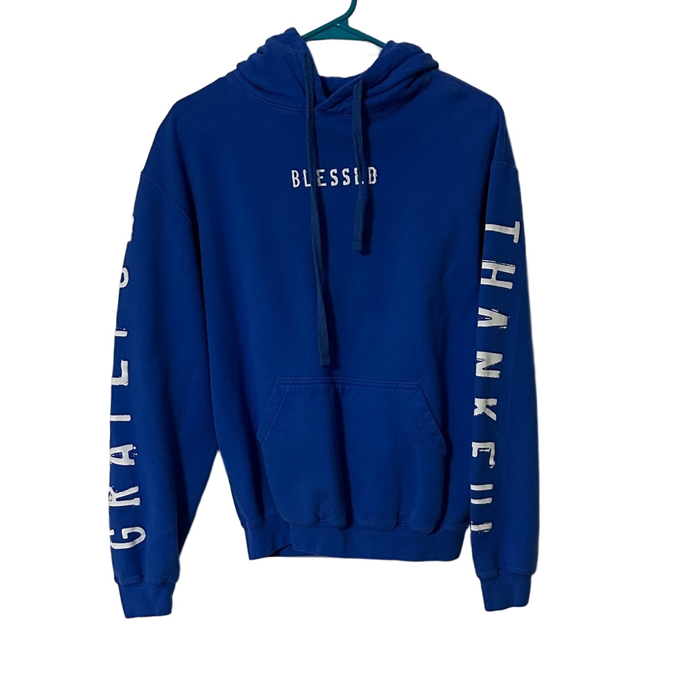 Blue Hoodie with Inspirational Sleeves